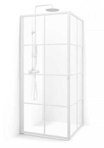 New York brusehjrne - Hvide sprosser - klart glas