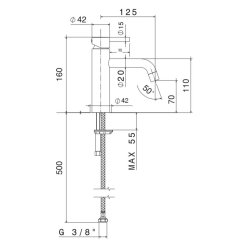 Noba hndvaskearmatur W4 - Rustfri Stl - 3 overflader