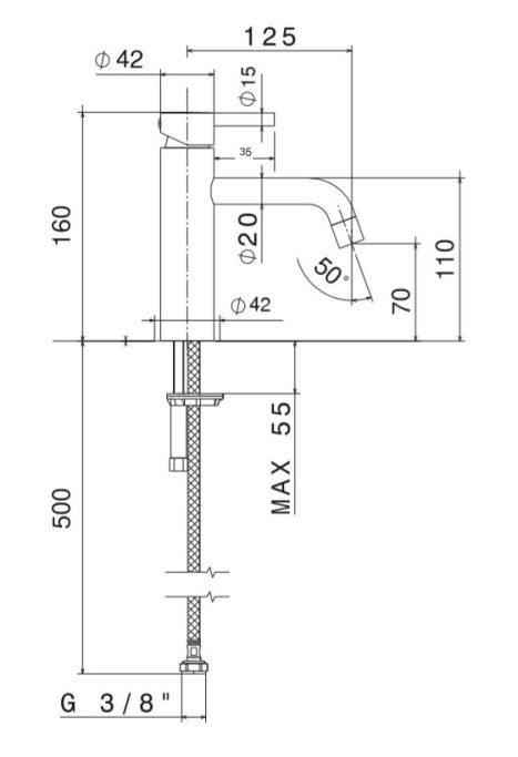 Noba hndvaskearmatur W4 - Rustfri Stl - 3 overflader