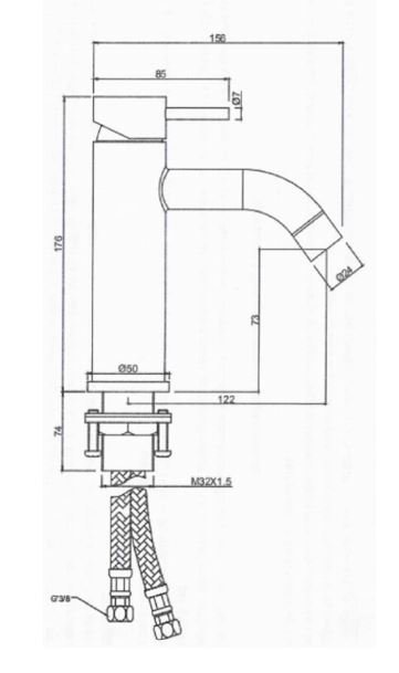 Vivaldi - Hndvaskarmatur - u. bundventil - Poleret, Brstet eller Sort