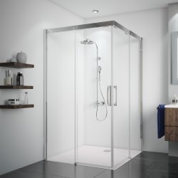 BREUER - PANORAMA Firkantet brusehjrne m. skydedre - Soft Close - Mange varianter