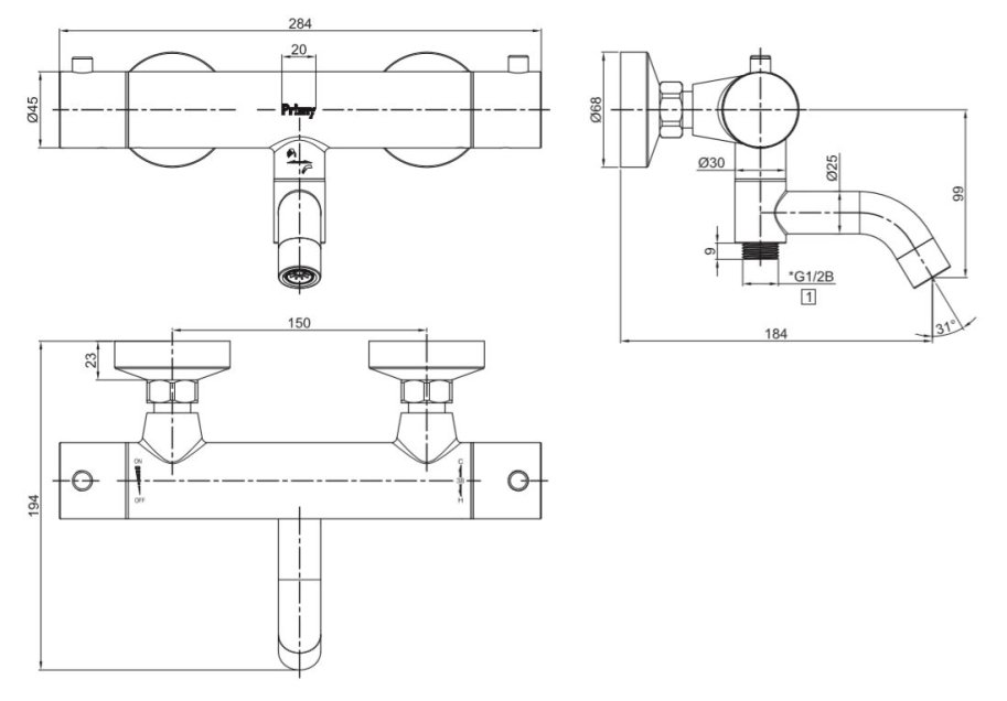 Primy Pleasure 4 - Badekararmatur m. tud og hndbruser - Mange varianter