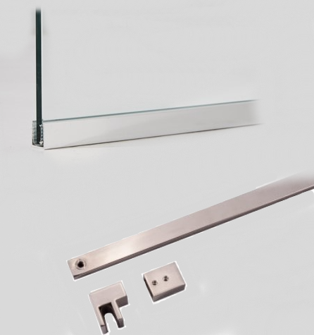 Firkantet profil st / stttestang til 8 mm glasvg - Krom, brstet eller Sort