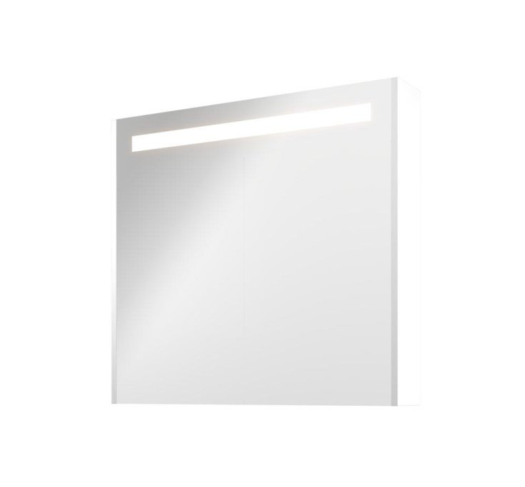 Proline 80 cm spejlskab - 2 lger - LED Lys - Mat Hvid