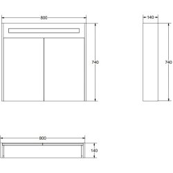 Proline 80 cm spejlskab - 2 lger - LED Lys - Mat Hvid