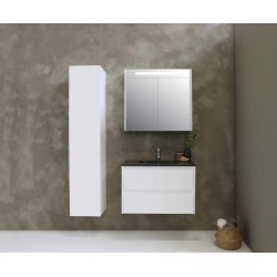 Proline 80 cm spejlskab - 2 lger - LED Lys - Mat Hvid