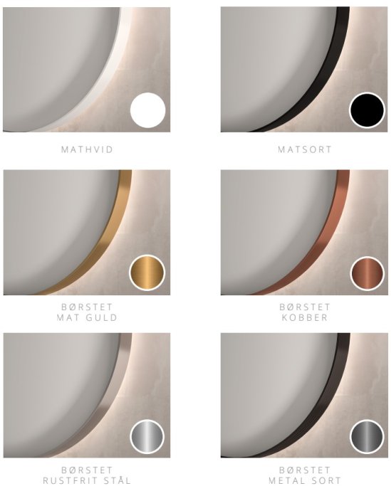 Superellipse spejl med Direkte LED lys, SP31, Vlg imellem rammer i flere farver - Mange strrelser