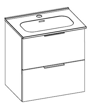 Ronda - 50 cm Mbelst - 2 skuffer - 36 cm dyb - Blank Hvid