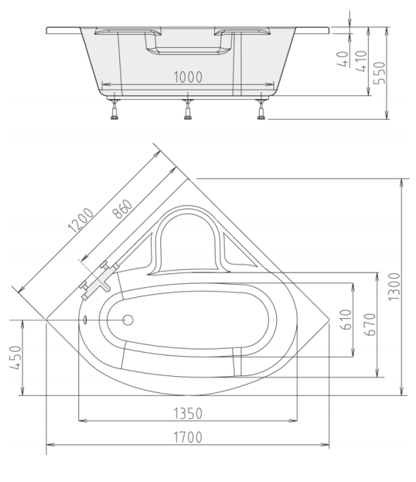 Sarah 120x120cm hjrnebadekar