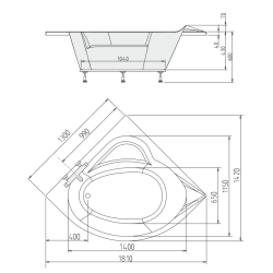 Sigrid 130x130cm hjrnebadekar