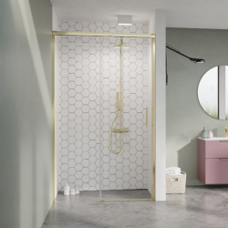 Slide Messing skydedr til niche - messing profiler - Klart glas - 7 strrelser 