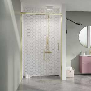 Slide Messing skydedr til niche - messing profiler - Klart glas - 7 strrelser 