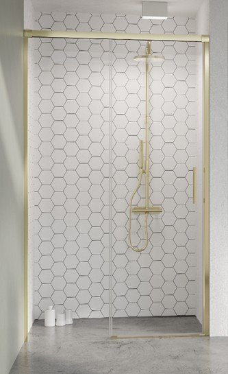 Slide Messing skydedr til niche - messing profiler - Klart glas - 7 strrelser 