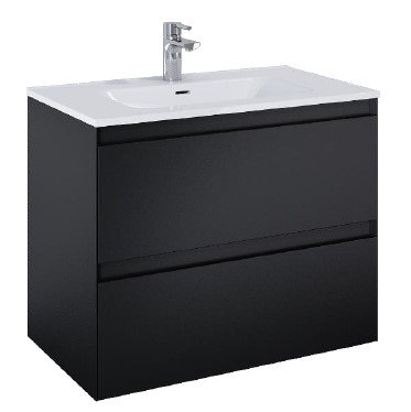 Sole - 80 cm Mbelst - 2 skuffer - 45 cm dyb - Mat Sort