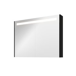 Proline 100 cm spejlskab - 2 lger - LED Lys - Mat Sort