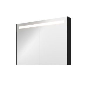 Proline 100 cm spejlskab - 2 lger - LED Lys - Mat Sort