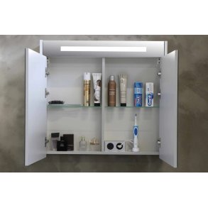 Proline 100 cm spejlskab - 2 lger - LED Lys - Mat Hvid