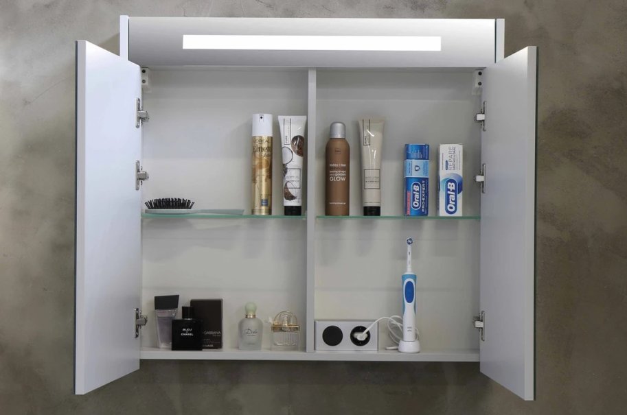 Proline 100 cm spejlskab - 2 lger - LED Lys - Mat Hvid