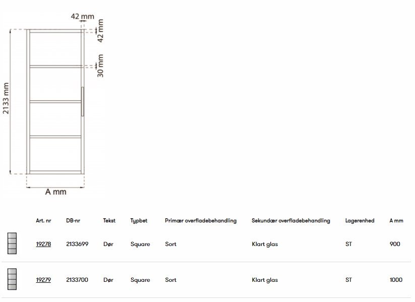 Square Skyded�r med alu sprosser- inkl. skinne - flere varianter