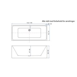 Yding fritstende badekar - 153 eller 170 cm