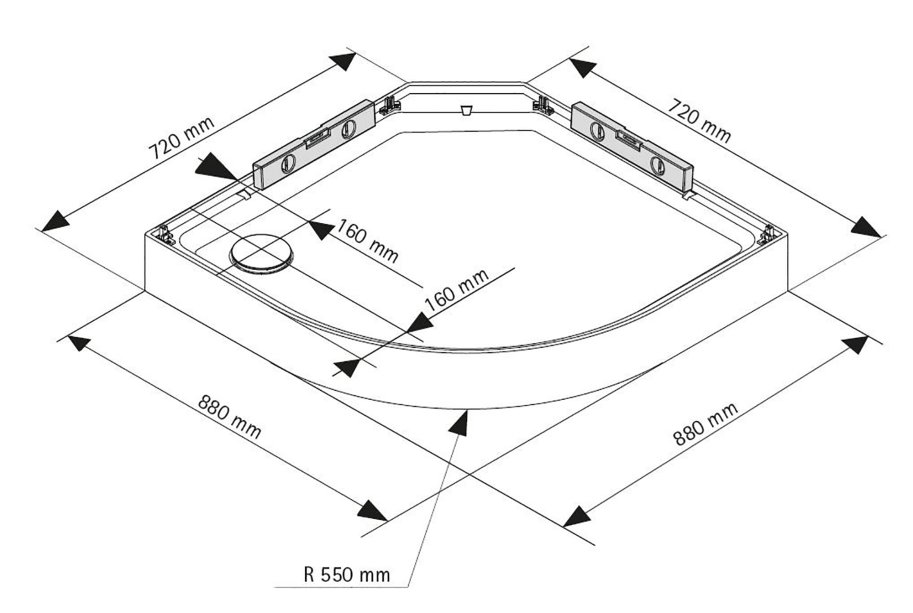 Breuer BR200 - Black edition - Afrundet brusekabine m. skyded�re - 90 x 90 cm