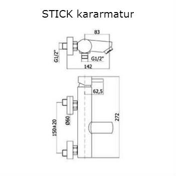 Paffoni Stick - Kar / Brusearmatur - Krom