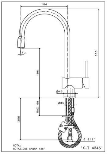 Newform XT 4345 kkkenarmatur - med udtrk - Brstet eller Krom