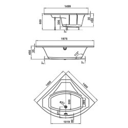 Balneo Verona 140x140 cm hjrnebadekar - Med messing af/overlb