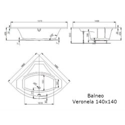 Balneo Verona 140x140 cm system PN2 - Indespa