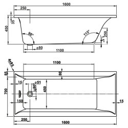Balneo Verona 160 x 70 cm system PN3 - Indespa