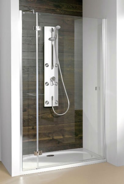 BREUER - ESPIRA - Brusedr med fast panel - Venstre - Blank Slv - Klart glas - 80 cm. 