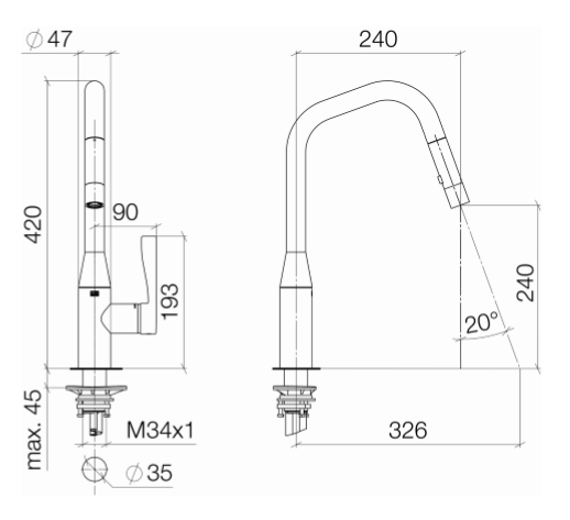 Dornbracht Sync - Kkkenvandhane- med udtrk
