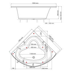 Diamant Single 140x140 cm badekar - Neptun