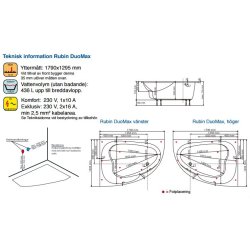 Rubin DuoMax 179,0 x129,5 cm 2 personers spabad