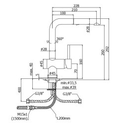 Paffoni Light Exclusive - Kkkenarmatur - Med udtrk - Sort Krom - OUTLET