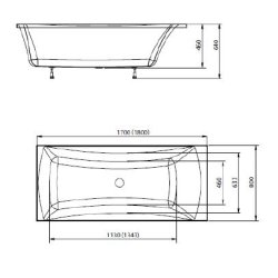 Lotte rektangulrt badekar, 2 strrelser