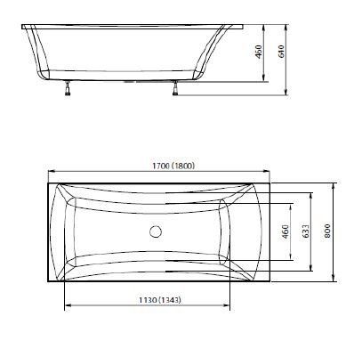 Lotte rektangulrt badekar, 2 strrelser