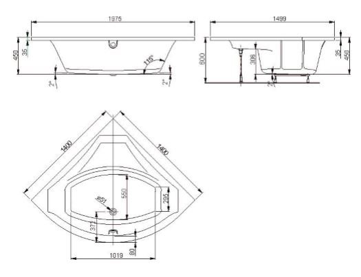 Royal Vigga 140x140 cm hj�rne spabad