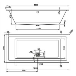 Vigga 180x80 cm rektangulr spabad