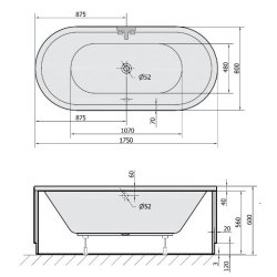 Badekar Viva Oval 175x80