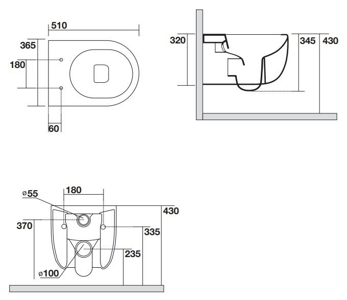 Axa One NoRim Vghngt toilet - Easy Clean