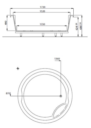 Round �172 cm rundt spabad