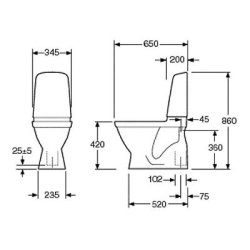 Gustavsberg gulvtoilet med Hygienic Flush og sde
